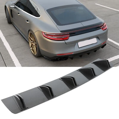 For Porsche Panamera Rear Diffuser Bumper Spoiler Splitter 10 Fins Carbon Fiber Foto 1 de 4