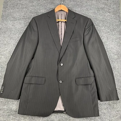 Cremieux Loro Piana Blazer Mens 41L 35 Black Pinstripe 2 Button 100% Wool - Image 1 of 4