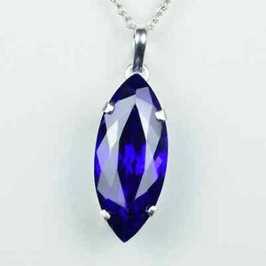 Certified 80.70 Ct Natural Marquise Cut Blue Zircon Pendant 925 Silver Gemstone - Picture 1 of 7