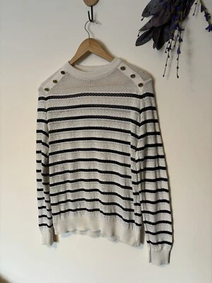 La Redoute x Balzac Paris Cream & Navy Blue Striped Jumper Size 6/8 - Image 1 of 4