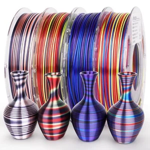 AMOLEN Silk PLA 3D Printer Filament Bundle, Shiny Multicolor Rainbow PLA Filamen - Picture 1 of 6