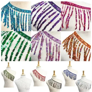 Perial Co Fringe Trim Sequins Sold by the Yard for Dance Costumes and Decor - Picture 1 of 38
