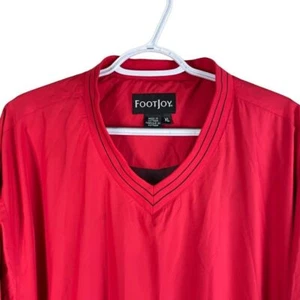 FootJoy Golf Windbreaker Jacket Mens XL Red Pullover V Neck Polyester Pockets - Picture 1 of 5