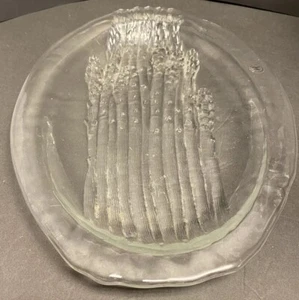Vintage Oval Glass Plate With Sparagus Design Made In Italy 16”x11.5” - Picture 1 of 7