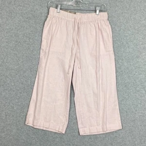 White Stag Capri Pants Womens Small (4-6) Pink Pull On Linen Blend Wide Leg NWT - Picture 1 of 16