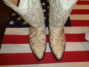 MEN COWBOY PHYTON SNAKE LOS ALTOS BOOTS SIZE 13D WITH MATCHING BELT. - Picture 1 of 11