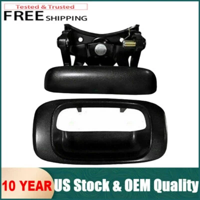 Черная текстурированная ручка заднего борта с ободком для Chevrolet Silverado 1500 2500 - Изображение 1 из 4