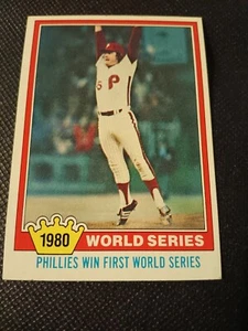 1981 PHILADELPHIA PHILLIES WIN THE WORLD SERIES BASEBALL CARD 1980 #404 - Foto 1 di 2