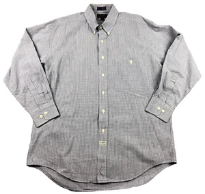 Chaps Ralph Lauren Mens Shirt Sz 16 32/33 Blue Check Button-Down Long Sleeve - Picture 1 of 12
