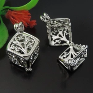 3 PIEZAS Cubo de latón de plata Medalla Perla Jaula Colgante Dijes Joyería Caja de deseos - Imagen 1 de 2