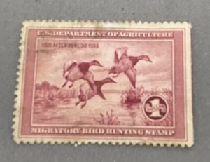 RW2 $1 Federal Hunting (Duck) Stamp.  No Gum,  Some Hinge Residue,  Marked - Picture 1 of 2