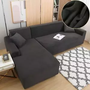 L-Shaped Sofa Cover Velvet Stretch,Sectional Couch Protector for Living Room - Picture 1 of 108
