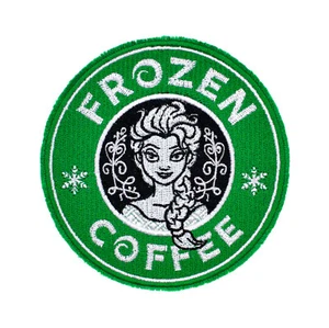Frozen Coffee Elsa Disney Mock Starbucks Logo Embroidered Sew-On & Iron-On Patch - Picture 1 of 2