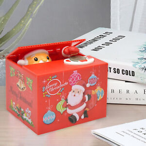 Santa Claus Piggy Bank Cartoon Ornament Children Coin Saving Money Box Red Color