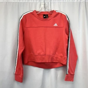 Adidas Womens Sweatshirt Crew Neck Coral/Multi Cropped Long Sleeve Size XS - Picture 1 of 8