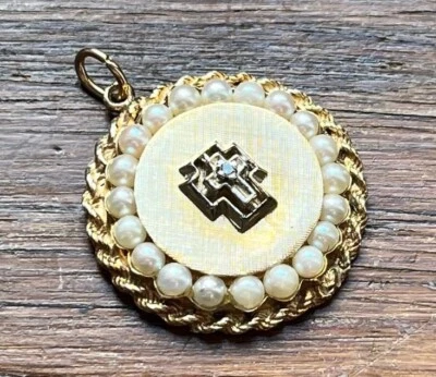 Pendentif ancien « Croix » - Plaque Or - Photo 1/3