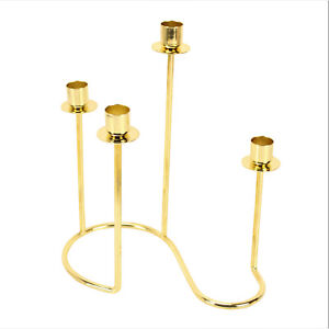 Kerzenständer 4 armig für Stabkerzen - Moderner Halter Metall Adventskranz, Gold