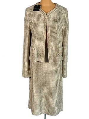 NUEVO CON ETIQUETAS ST. JOHN Tejidos Llave Lima Tweed Chaqueta Blazer Falda Traje talla 12/L $2190 Foto 1 de 4