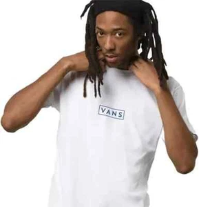 Vans Mens 100% Cotton Easy Box Tee White/True Blue XL NWT - Picture 1 of 2