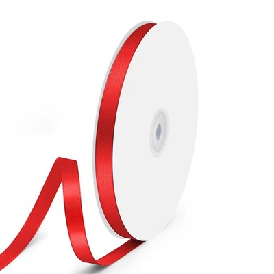 Cinta de satén roja de 3/8 x 100 yardas, seda, carrete, envoltura de regalo, floral, manualidades Foto 1 de 4