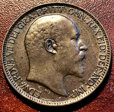 1908 年英国法辛尼斯漂亮棕色未流通 KM-792 CHRC — 第 1/2 张图片