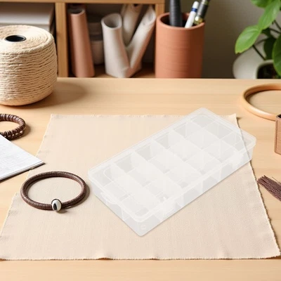  6pcs Clear 18-Grid Component Storage Box, Removable Divider Organizer for Small - Image 1 of 4
