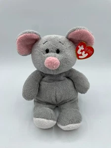 Nuevas etiquetas Ty Pluffies Squeakies gris ratón rata gris rosa orejas nariz 9" 2007 - Imagen 1 de 12
