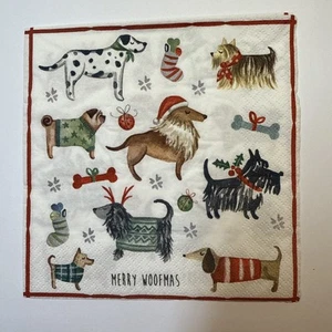 3 lose Servietten ~ Hunde, Nikolaus, Weihnachten, HAPPY WOOFMAS - Bild 1 von 4