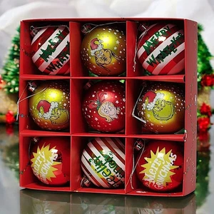 Deluxe Grinch Weihnachten 9-teiliges Kugeln Set - Rot & Gold bruchsicher Baumschmuck - Bild 1 von 10