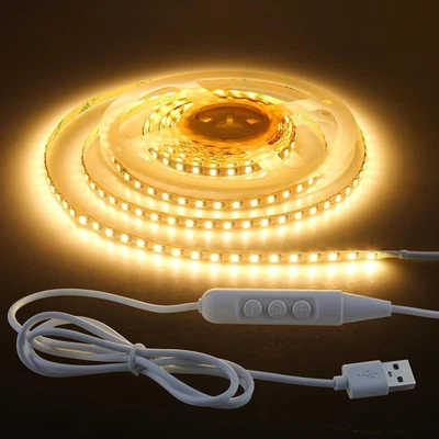 Striscia Luminosa a LED USB, 2 M, Con Interruttore, Bianco Caldo, 3000 K, Dimmer - Immagine 1 di 4
