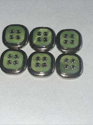 "Juego de 6 botones de plástico vintage oro verde 4 agujeros 3/4""" Foto 1 de 4