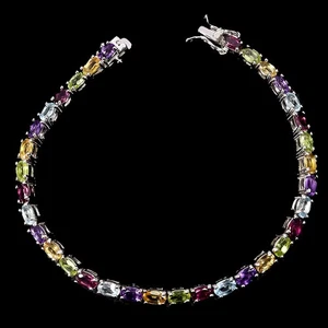 Black Friday 925 Silver Bracelet Oval Citrine 4x3mm Amethyst Gemstone Jewelry 7i - Picture 1 of 14