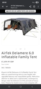 TENT 6 MAN. KHYAM DELAMERE 6 Inflatable Xl NEW, UNUSED, WITH PUMP/PEGS/BAG - Picture 1 of 9