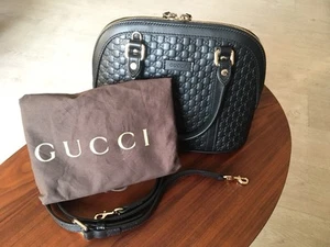 Gucci Guccissima Shoulder Bag Black Leather With Strap - Picture 1 of 6