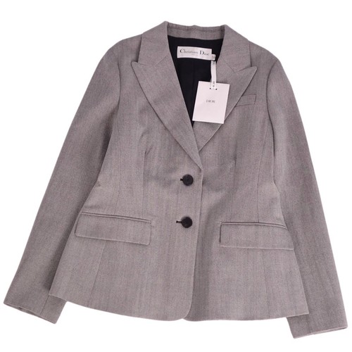 Christian Dior 2020 giacca sartoriale lana a quadri donna grigia taglia F40 8