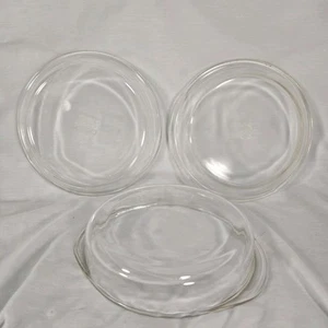 Lote de 3 Platos de Pastel Pyrex Vidrio Transparente 8.25" 8.5" 9" 221 y 208 Vintage - Imagen 1 de 7