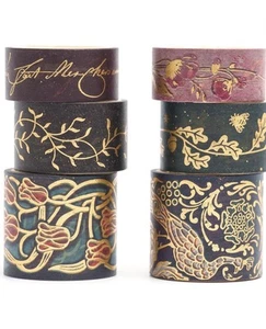 YUBBAEX Vintage Washi Tape Set 6 Rolls Wide Retro Decorative Gold Foil Antique - Picture 1 of 3