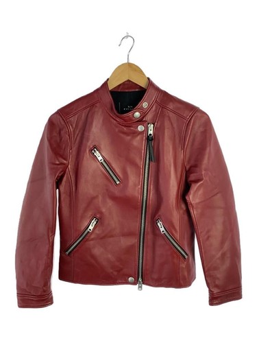 GIACCA COACH RIDERS DOPPIA S PELLE DI PECORA ROSSA TINTA UNITA F33830 Usata