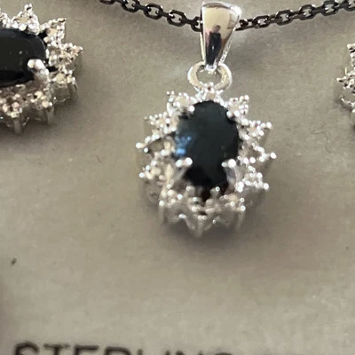 Pendiente de zafiro y diamantes + juego de collar plus genuino manejo el mismo día y prioridad Foto 1 de 4