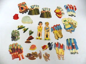 Vintage Ankleidepuppen Anziehpuppen Pappe Ausschneidebogen Bekleidung - Bild 1 von 13