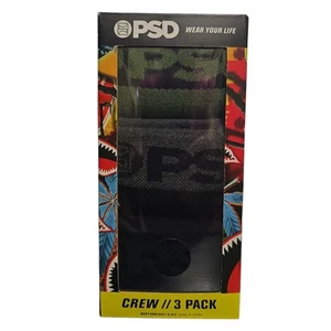 PSD Men’s Cushioned Crew Mid-Calf Socks 3-Pack Athletic Logo Streetwear 6-12.5 - Picture 1 of 7