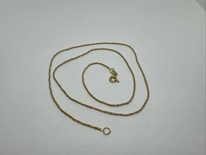 14k Gelbgold gedrehte Weizen Glieder Anhänger Kette Halskette Italien 18", 1mm, 2,2g - Bild 1 von 9