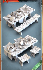 Accessoires Donjons (HeroQuest & D&D compatibles) - Tables de banquet - Foto 1 di 1