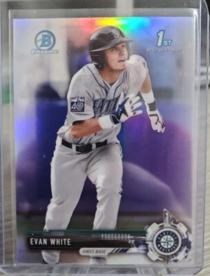 Evan White 2017 Bowman Chrome Refractor Seattle Mariners 1st Bowman  - Image 1 of 2