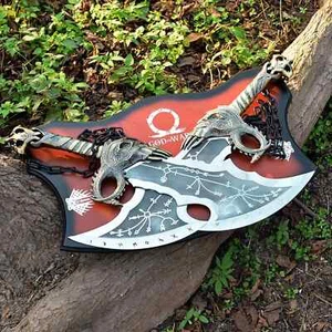 God Of War Kratos Of Blades Of Chaos Twin Blades Cosplay Gifts With Wallmount - Picture 1 of 6