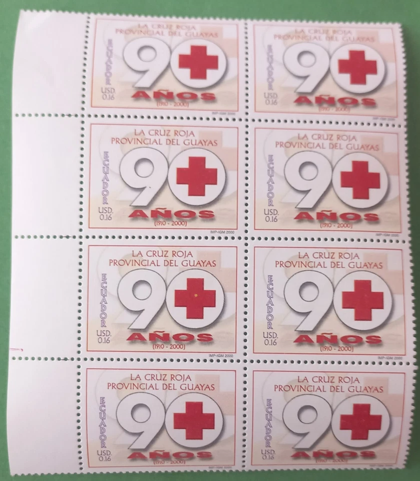 Ecuador 2000 Sc#1557 Guayas Province Red Cross 90th Anniv.. (Block) - Image 1 of 1