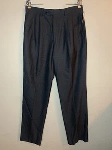 New Michael Kors Men's Size 33 Wool Dress Pants Charcoal Gray Pleated Raw Hem - Picture 1 of 8