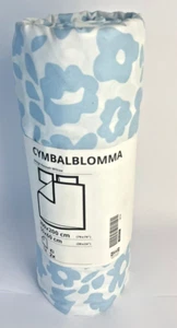 IKEA NEW CYMBALBLOMMA Duvet Cover And Pillowcase, 200x200/50x60 cm, White/Blue - Picture 1 of 6