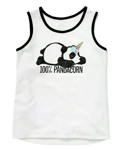 Justice Girl's Panda Bear Tank Top Shirt T Tee 8 S M Pandacorn Ice Cream Glitter - Picture 1 of 2