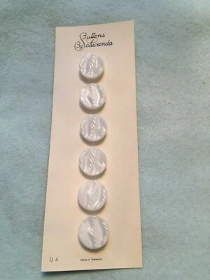 Buttons by Schwanda on original card white 6 glass buttons vintage - Image 1 of 4